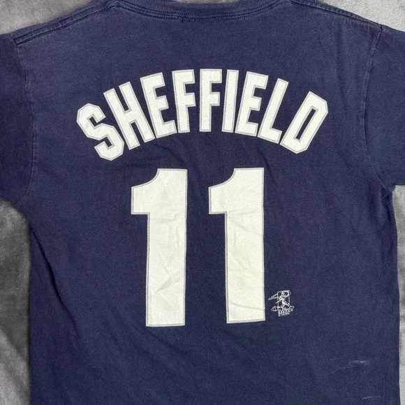 Vintage Y2k New York Yankess Short Sleeve Blue T-Shirt Size Small Sheffield #`11 - Picture 7 of 7